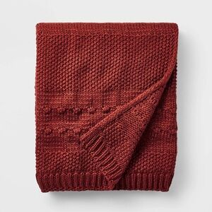 Bobble Striped Knit Throw Blanket Red - Threshold™ designed with Studio McGee
